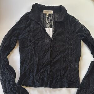 NWT No Comment Lace Button Down Shirt